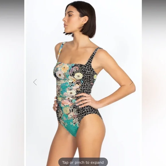 Johnny Was Mila Floral Ruched One-Piece Swimsuit sz XL adjustable straps - Picture 1 of 14